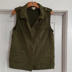 JCrew Army Green Utility Vest XS EUC!